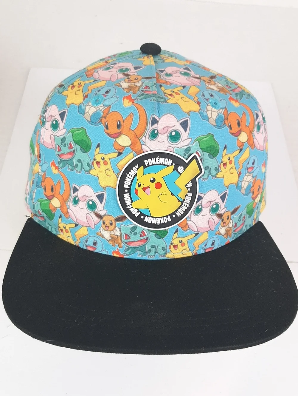 🛍Pokemon Youth Size OSFM Snapback Hat Character All Over Black Bill Cap 2024